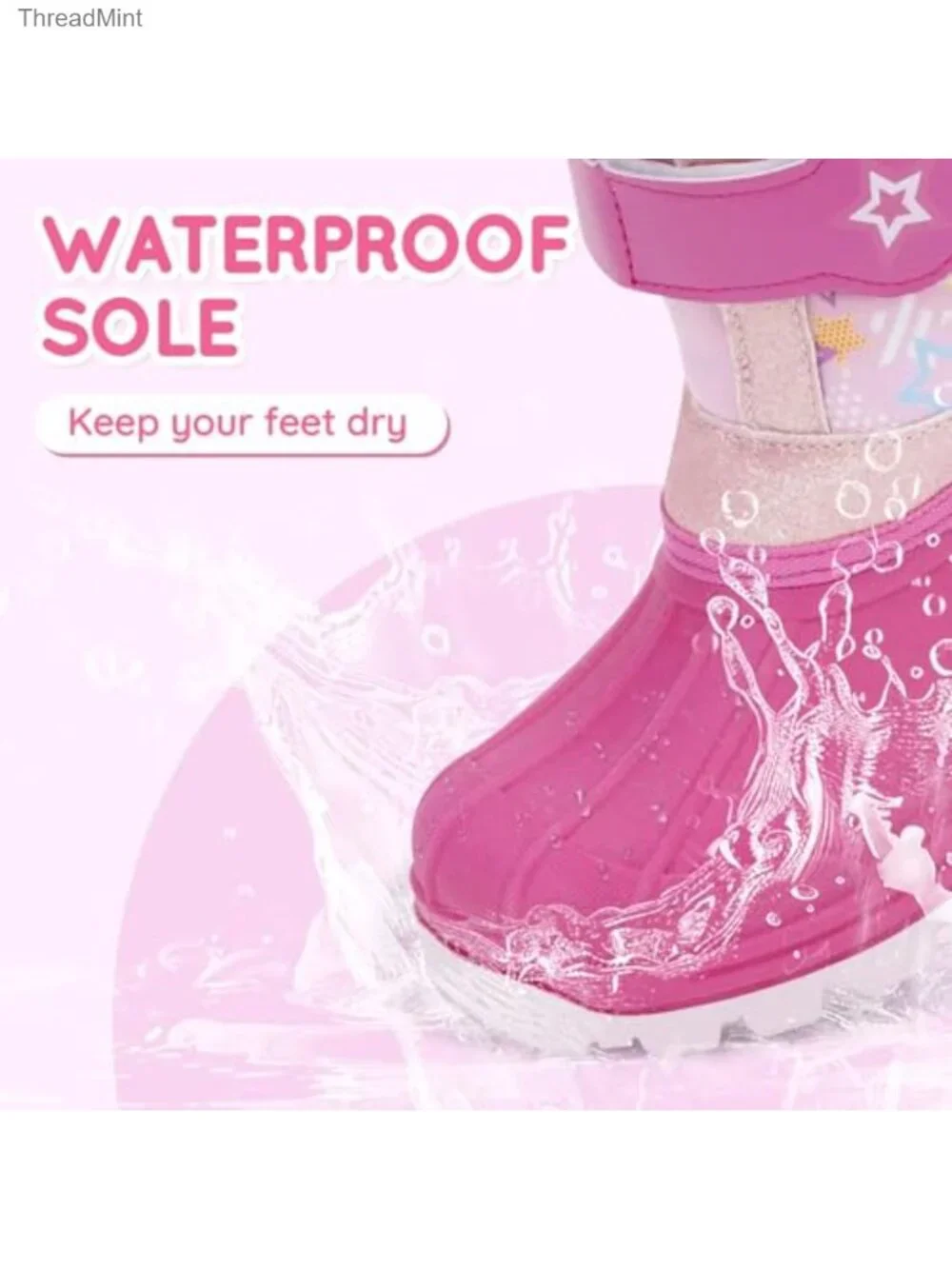 Waterproof Toddler Snow Boots with Hook & Loop Closure